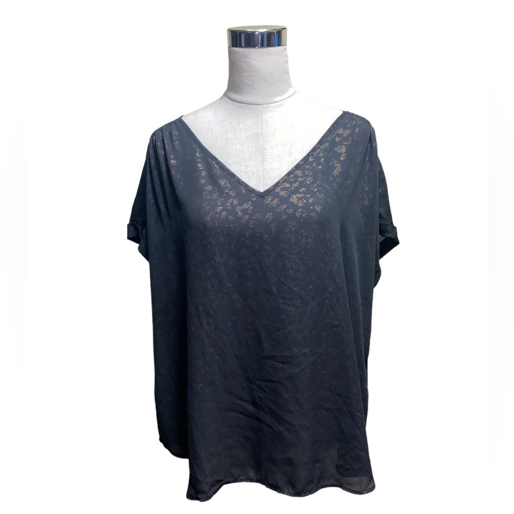 Tommy Bahama Large Black And Gold Semi Sheer Blouse Large - Picture 1 of 4